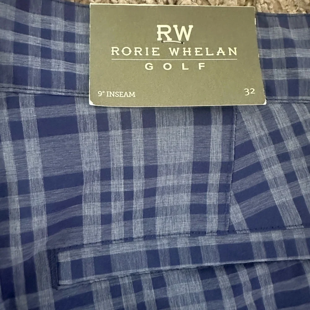New Men’s Golf Rorie Whelan Shorts Size 32 Blue Plaid
